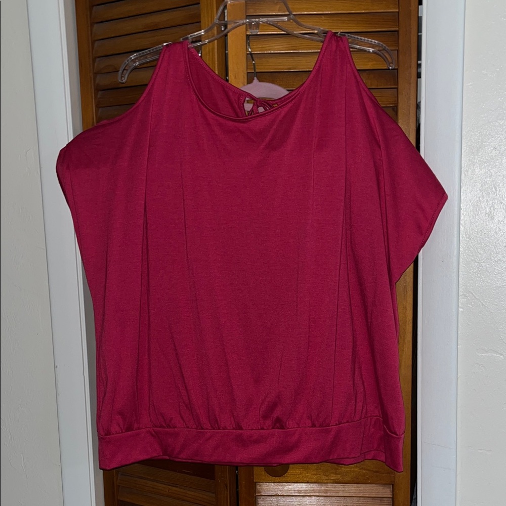 SHEIN Raspberry Pink Short Sleeve Draped Top